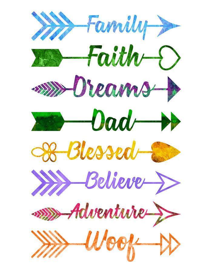 700x900 16 Watercolor Arrow Words Clipart The Digital Download Shop