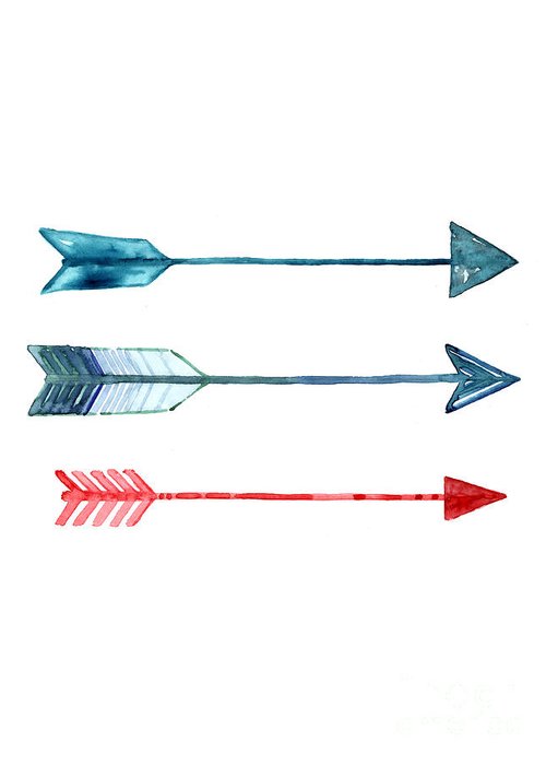 500x700 Watercolor Arrow Minimalist Painting Greeting Card For Sale By