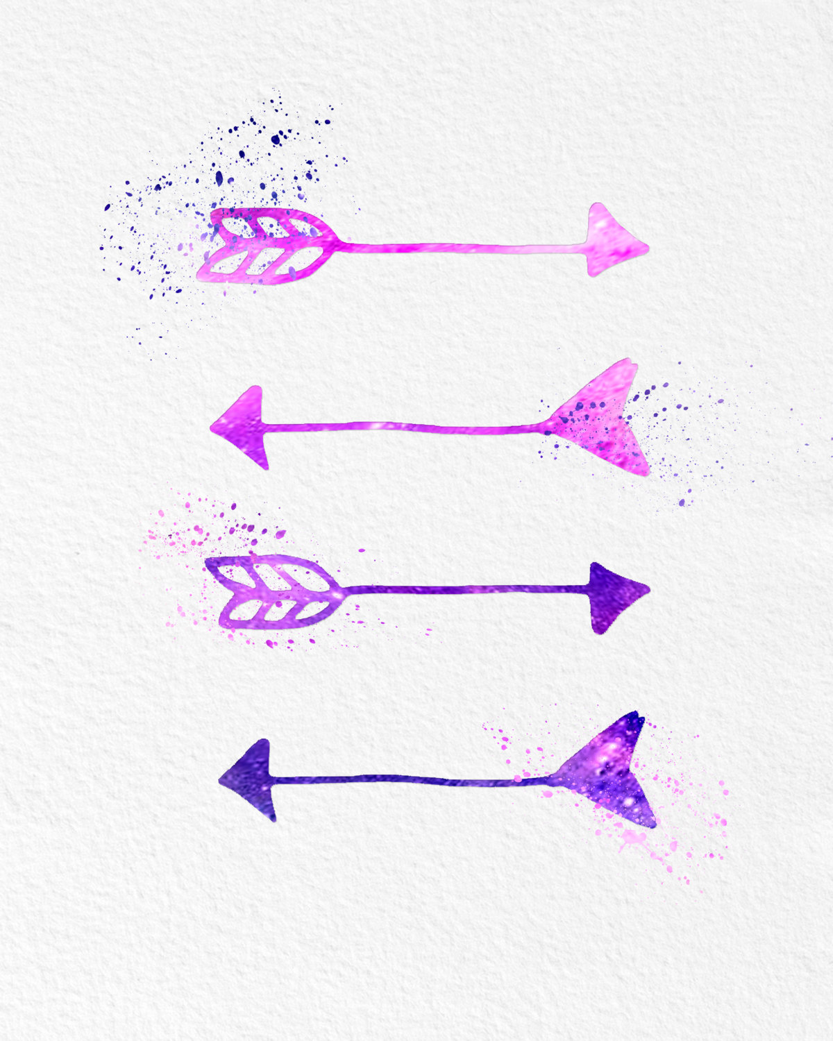 1200x1500 Watercolor Art Print Four Arrows Modern 8x10 Wall Art Decor Wall