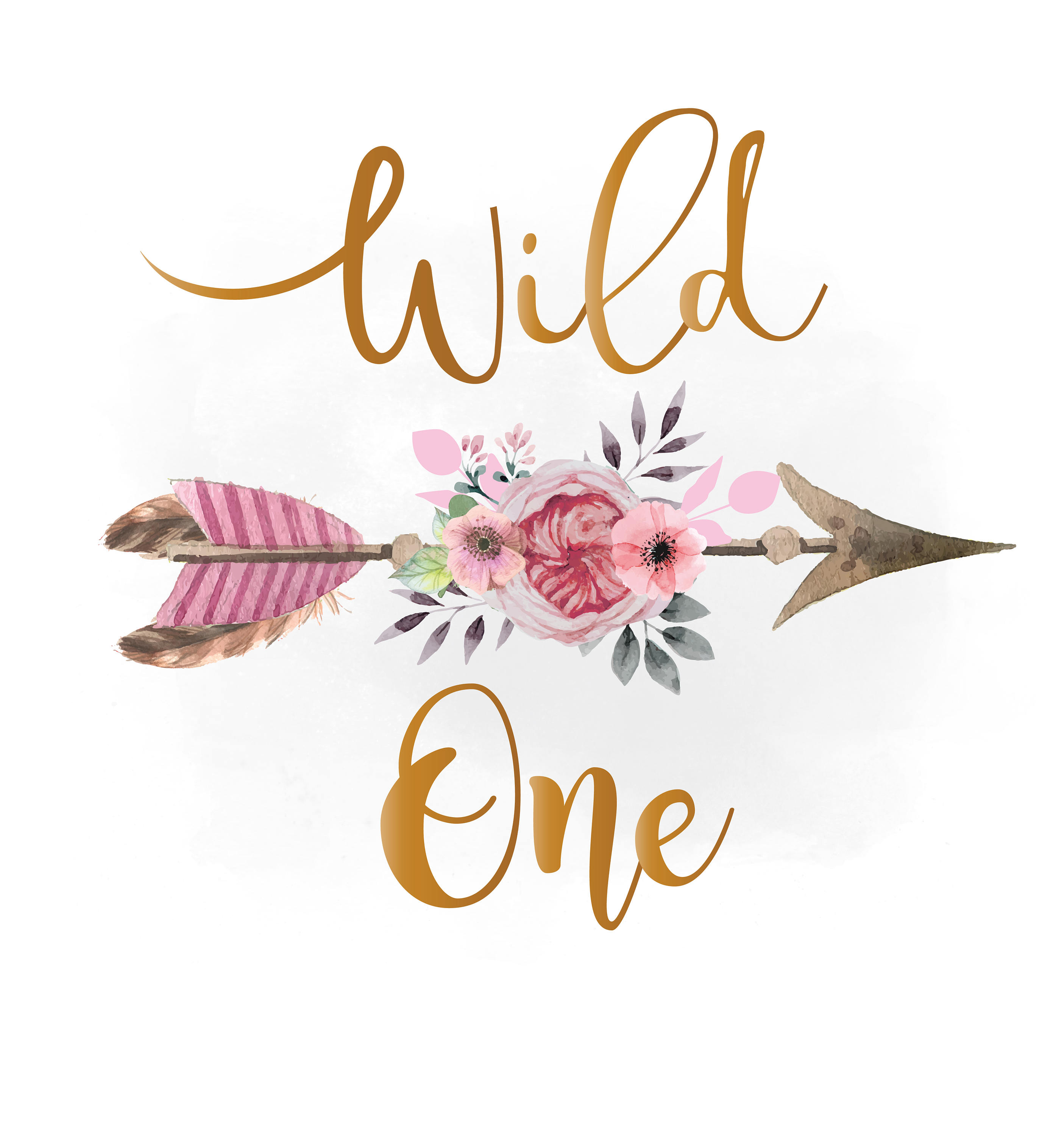 2810x3000 Wild One Svg Clipart Pink Floral Arrow Clipart Boho Etsy
