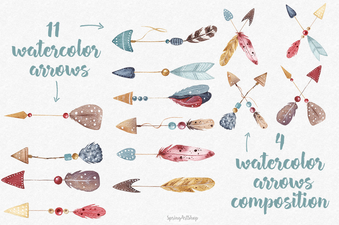 1160x772 Boho Watercolor Arrows Feather Watercolor Clipart Tribal Wedding
