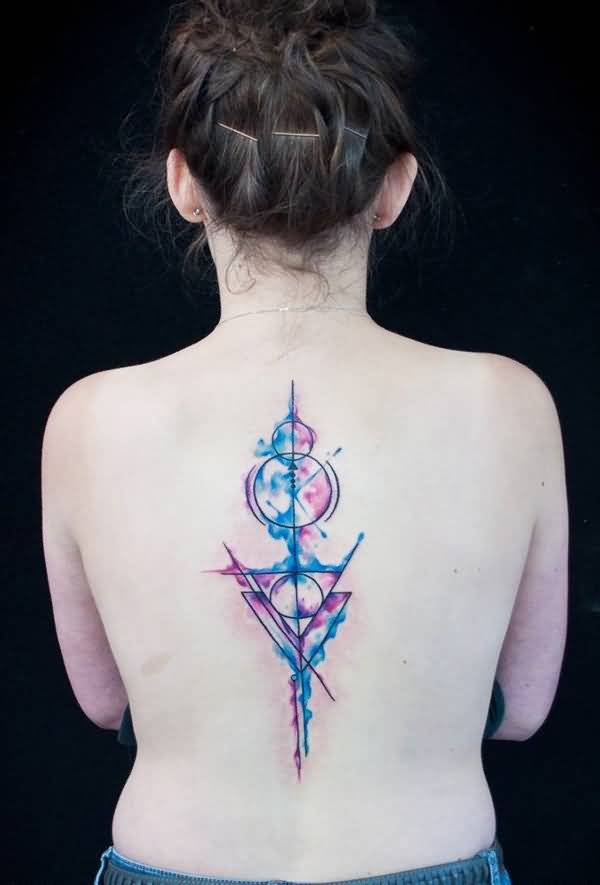 600x885 Beautiful Watercolor Spine Arrow Tattoo On Girl Back