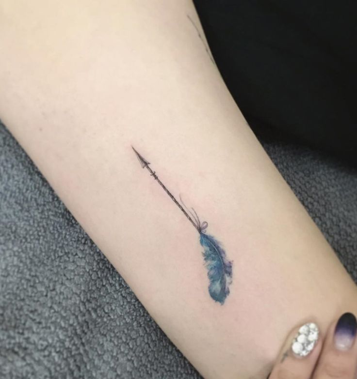 736x783 Tiny Watercolor Feather Arrow Tattoo