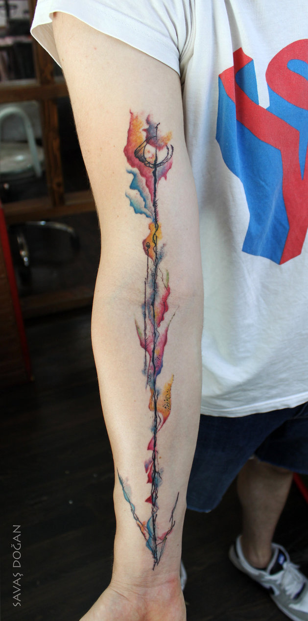 629x1268 Watercolor Arrow Tattoo By Moviemetal3