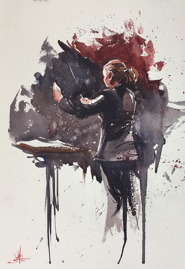 702x1024 Figures Judd Mercer Watercolor Art