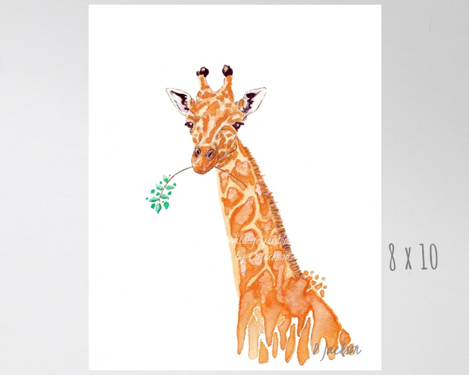 1600x1280 Orange Giraffe Watercolor Art Print Wildlife Gardener Art