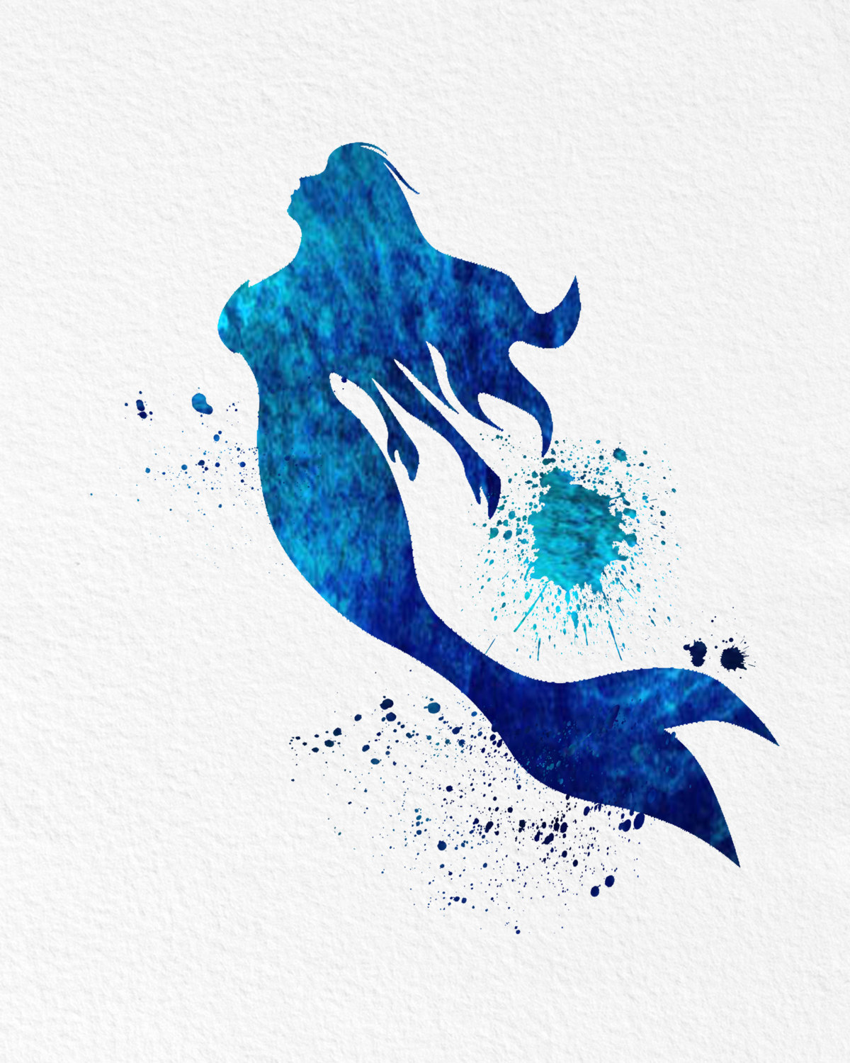 1200x1500 Watercolor Art Mermaid Legend Of The Sea Gift Modern 8x10 Wall Art