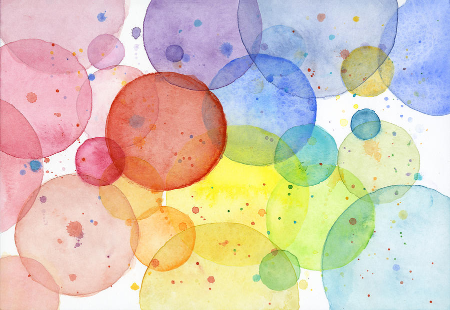 900x621 Abstract Watercolor Rainbow Circles Painting By Olga Shvartsur