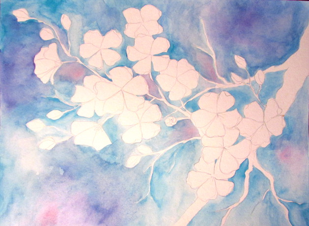 629x460 Cherry Blossom Watercolor Painting