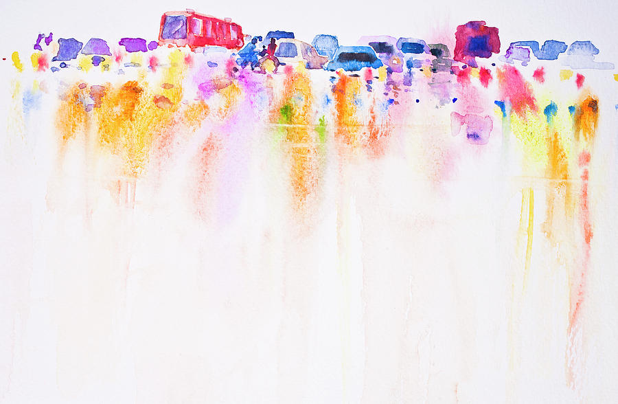 900x588 Abstract Car On The Road Watercolor Hand Painted Background