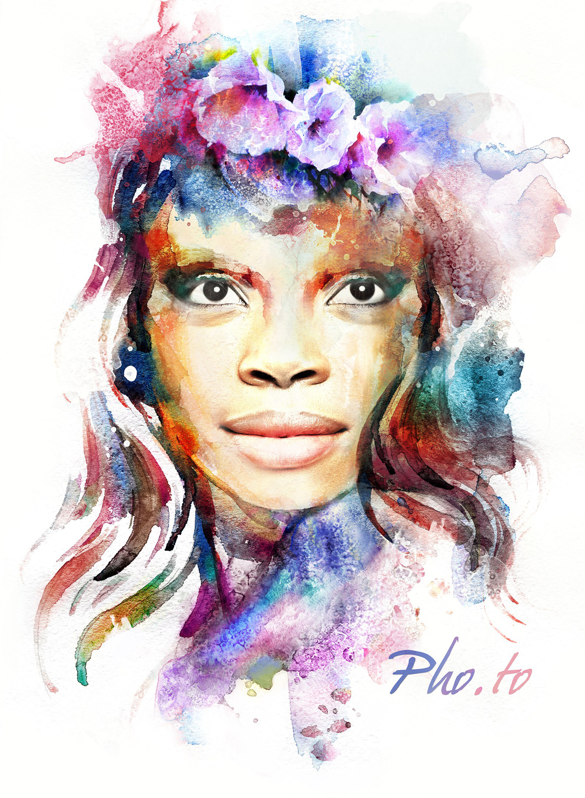 1200x1637 Female Watercolor Face In Hole Photo Effect Online.