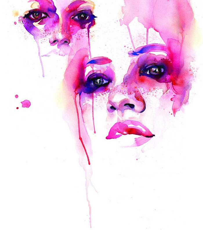 700x792 Marion Bolognesi Watercolor Faces