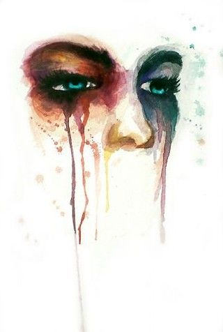 320x476 Beautiful Art Of Eyes Crying In Watercolor With Sadness And Pain
