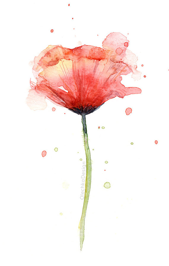 570x897 Red Poppy Watercolor, Flower Art Print, Poppies, Poppy Wall Art