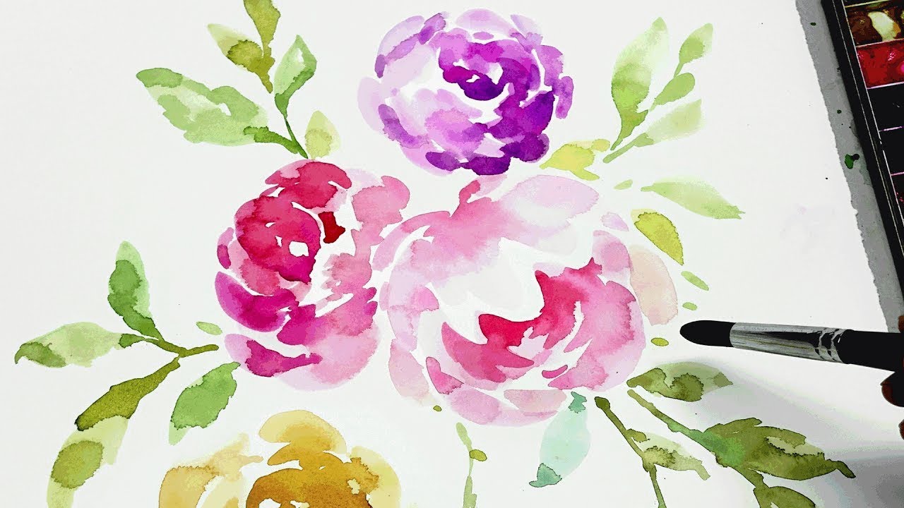 1280x720 Watercolor Flower Painting Step By Step Therapy, Relaxation