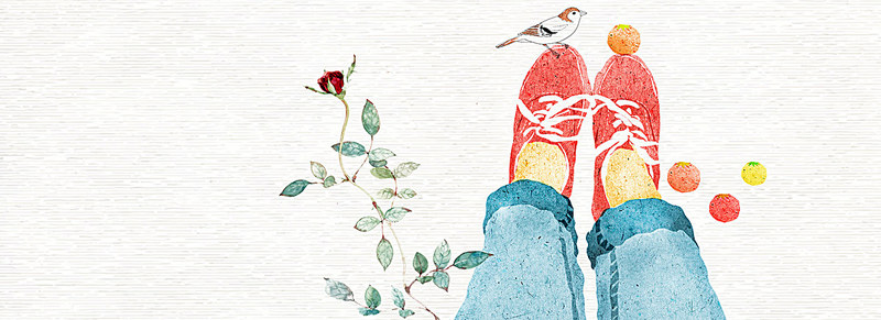 800x291 Literary Small Fresh Handpainted Watercolor Background Rose Shoes