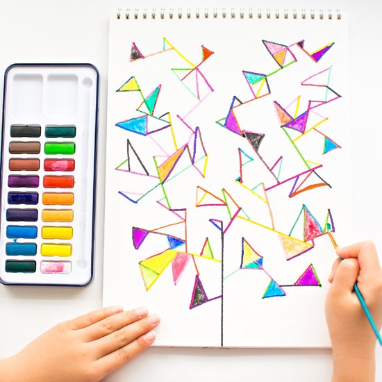 550x550 Simple Watercolor Geometry Tree Art Craftgawker