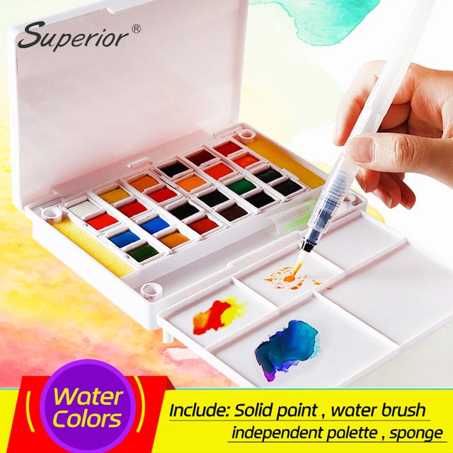 640x640 Superior 12 24 30 36 40colors Pigment Solid Watercolor Paints Set