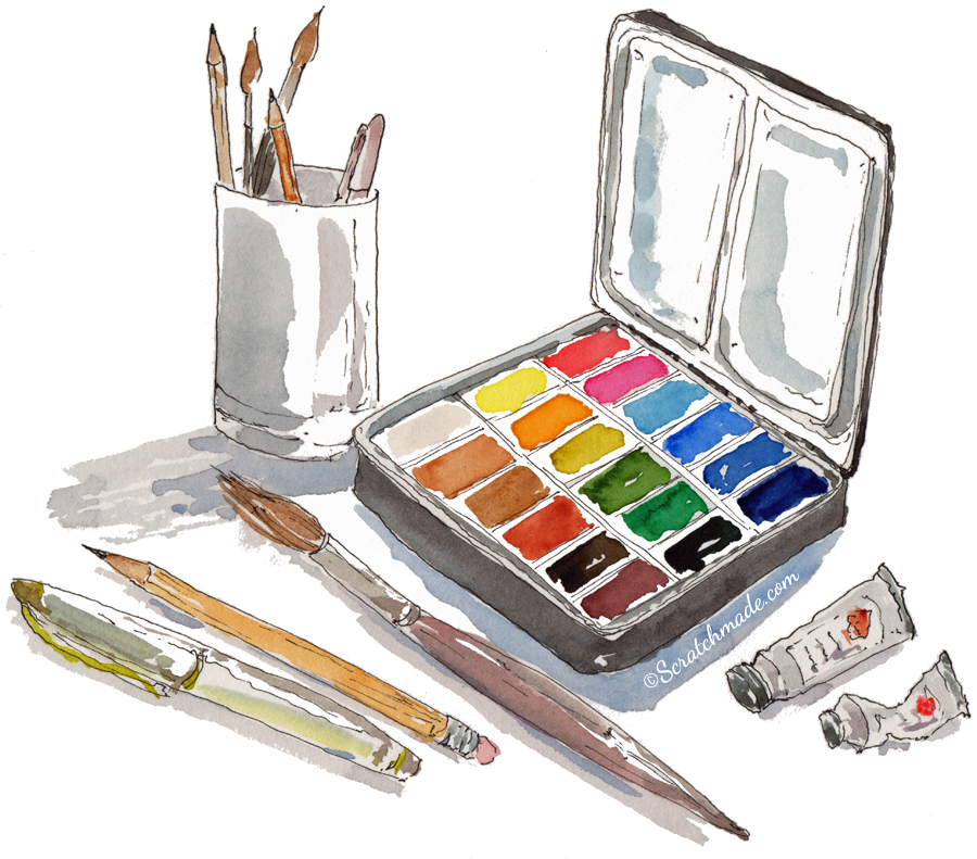900x791 Watercolor Supplies For Beginners Scratchmade Journal