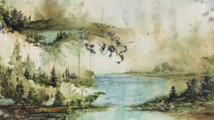 748x421 Bon Iver, Artwork, Watercolor, Cover Art Wallpapers Hd Desktop