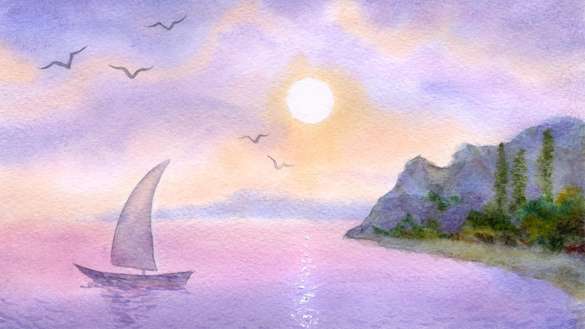 1920x1080 Watercolor Art Scenery Wallpapers Hd 1080p Wallpaper.wiki