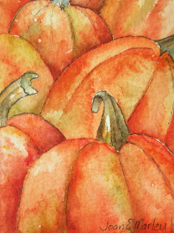570x760 Pumpkins Watercolor Artist Trading Card Ahfall Ideas
