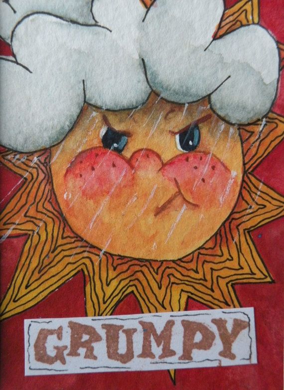 570x782 Watercolor Painting Original Art Card Of Sun Original Painting