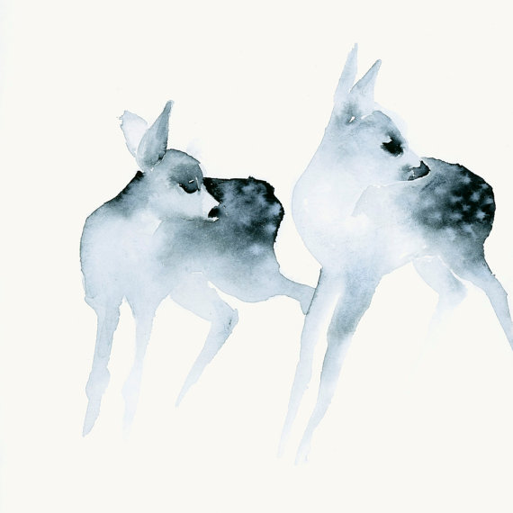 570x570 Watercolor Artwork Ghost Fawns Fine Art Print From Original