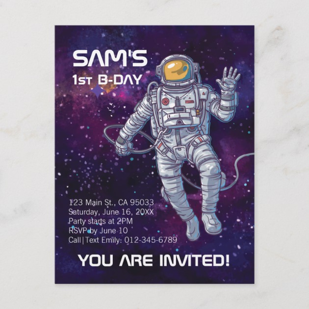 630x630 Watercolor Astronaut In Space With Stars Amp Galaxy. Invitation