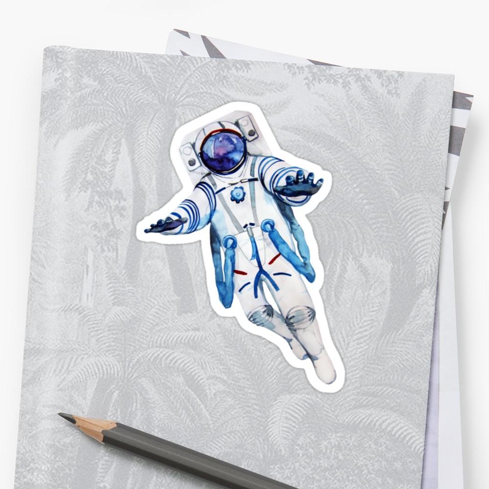 1000x1000 Watercolor Astronaut In A Spacesuit I Stickers By Ekaterina