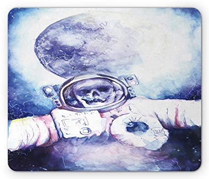 425x363 Ambesonne Skull Mouse Pad, Watercolor Cosmonaut In The