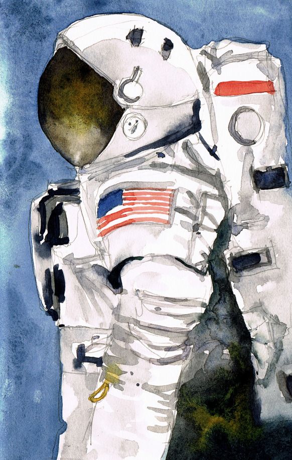 582x918 Astronaut Watercolour Sketch Art In 2018