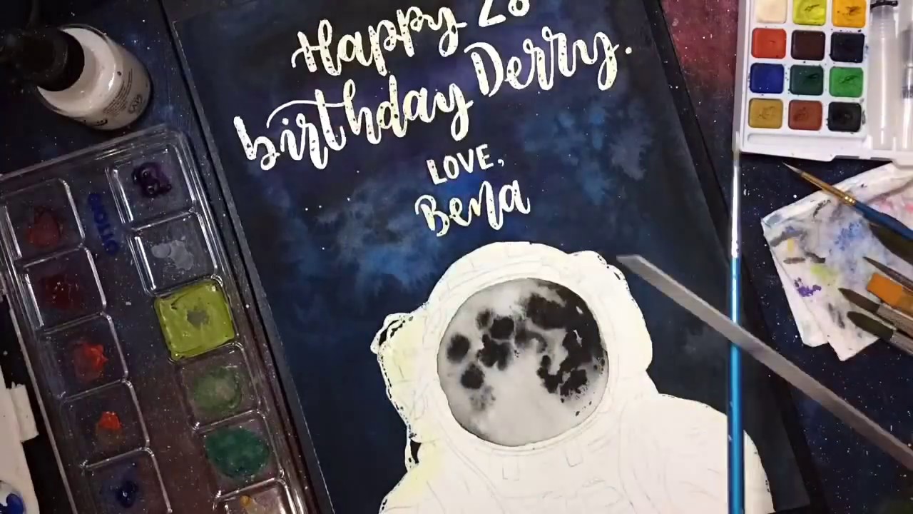 1280x720 Astronaut Galaxy Watercolor Speed Painting