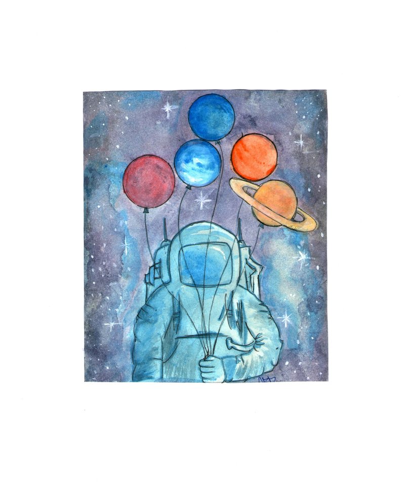 800x956 Astronaut Watercolor By Foxieedits