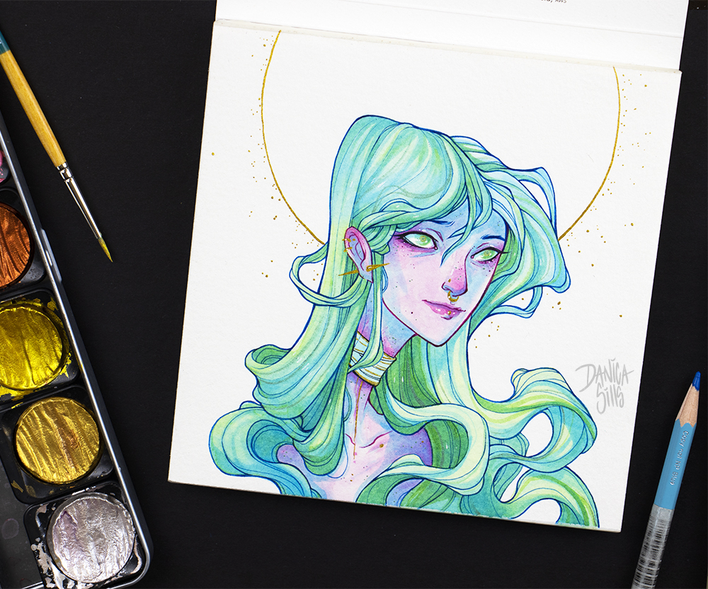 1000x832 Aurora Original Watercolor Painting Danica Sills Online