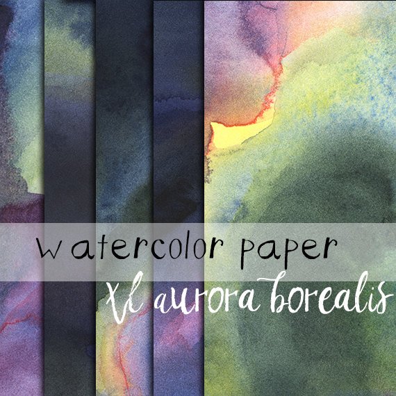 570x570 Aurora Borealis Digital Watercolor Paper Northern Lights Etsy