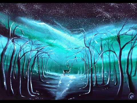 480x360 Watercolor Northern Lights In Winter Painting Demonstration