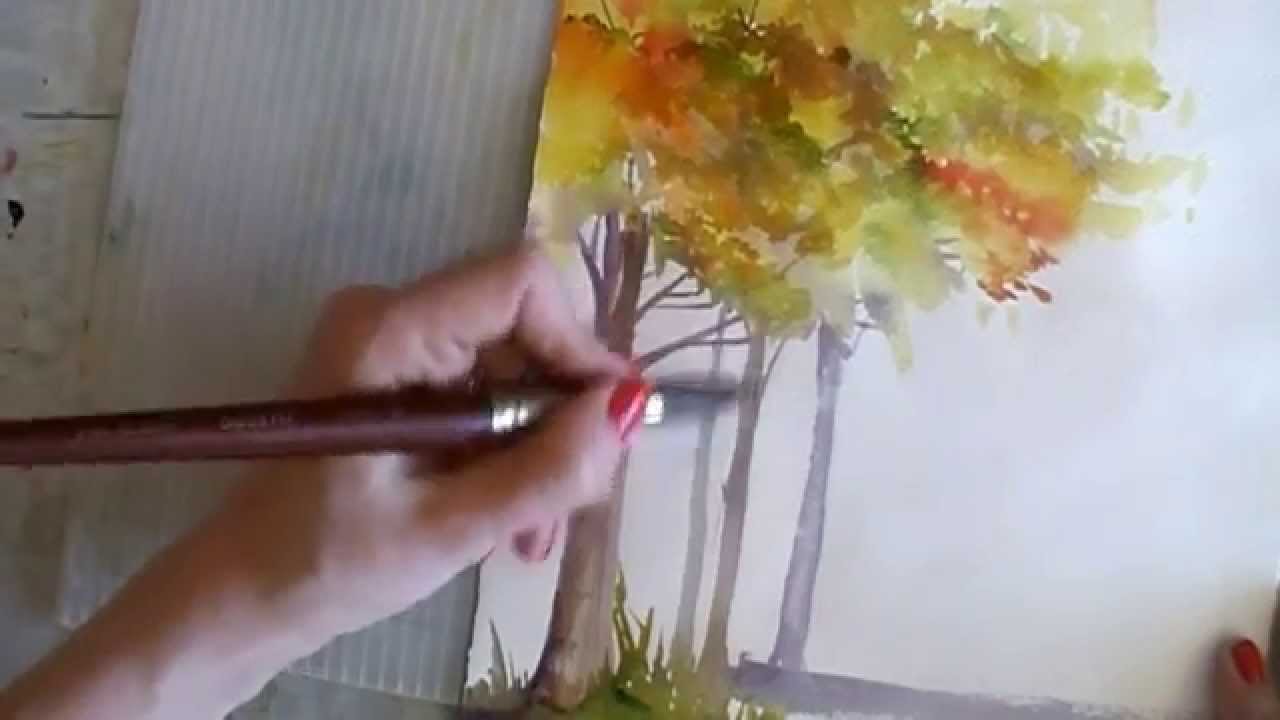 1280x720 How To Paint In Watercolor Winter Amp Autumn Trees Tutorial