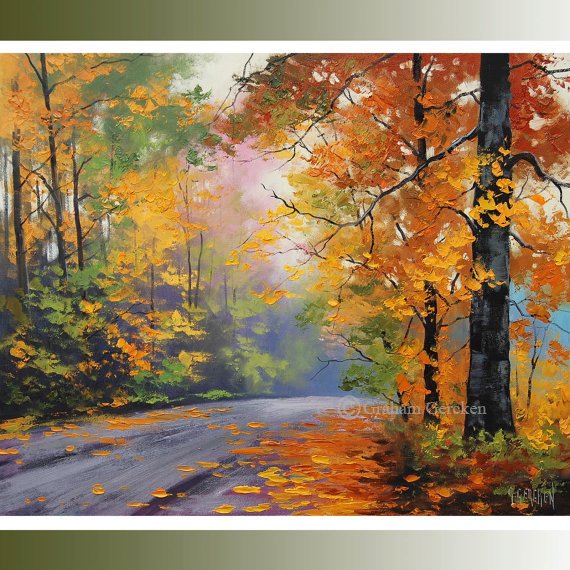 570x570 Autumn Painting Tree Oil Paintings Tree Landscapes Fall Scenes Etsy