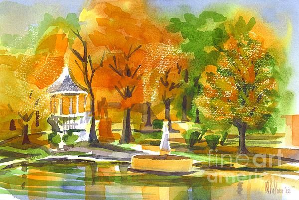 600x402 An Autumn Scene In Watercolor. Watercolors Autumn
