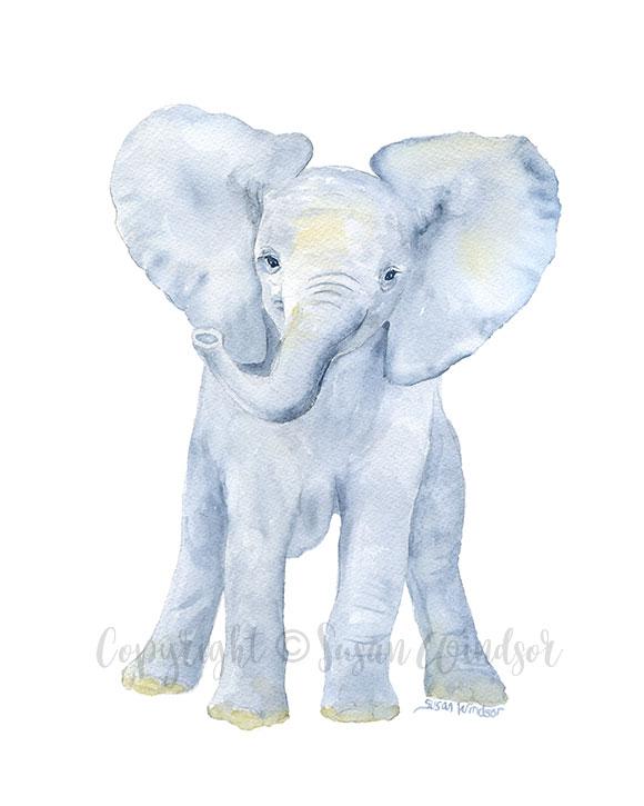 580x725 African Baby Animals Watercolor Art Print Set Susan Windsor