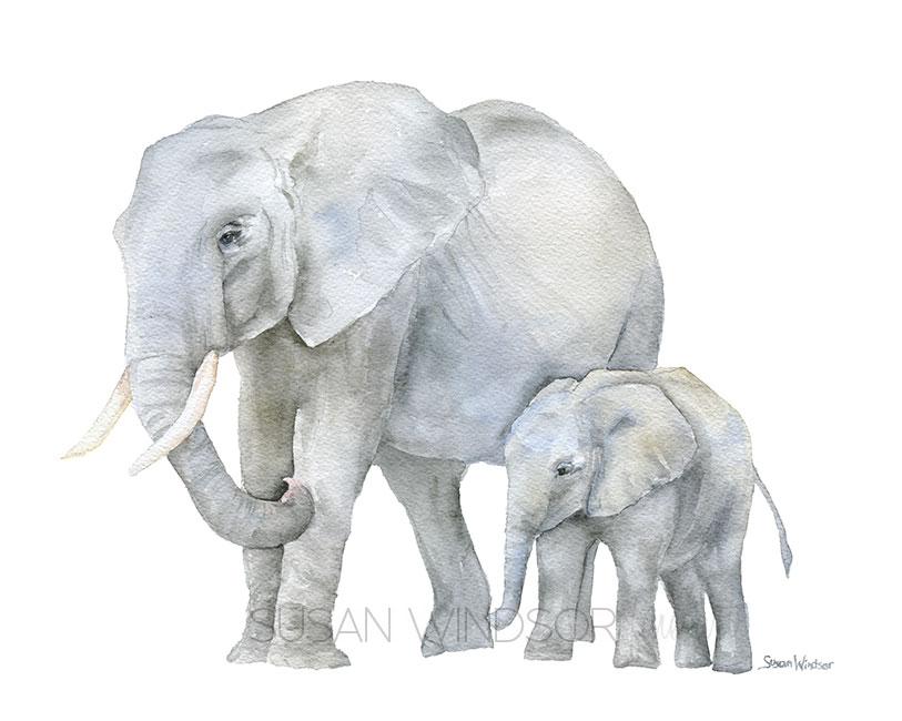 813x650 Mother And Baby Animals Watercolor Art Print Set Of 4