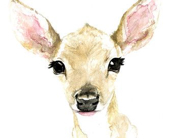 340x270 Fawn Watercolor Print Animals Watercolor Print