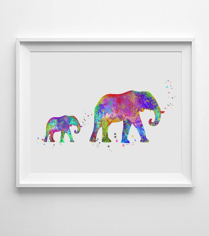 800x902 Buy Elephant Art Print Watercolor Baby Elephant