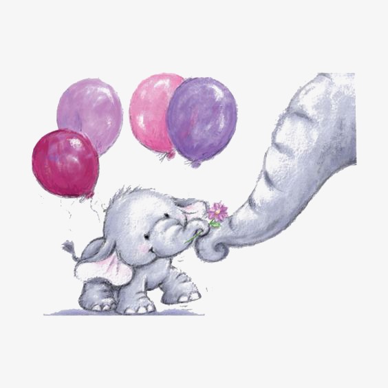 564x564 Hand Painted Baby Elephant, Baby Clipart, Elephant Clipart