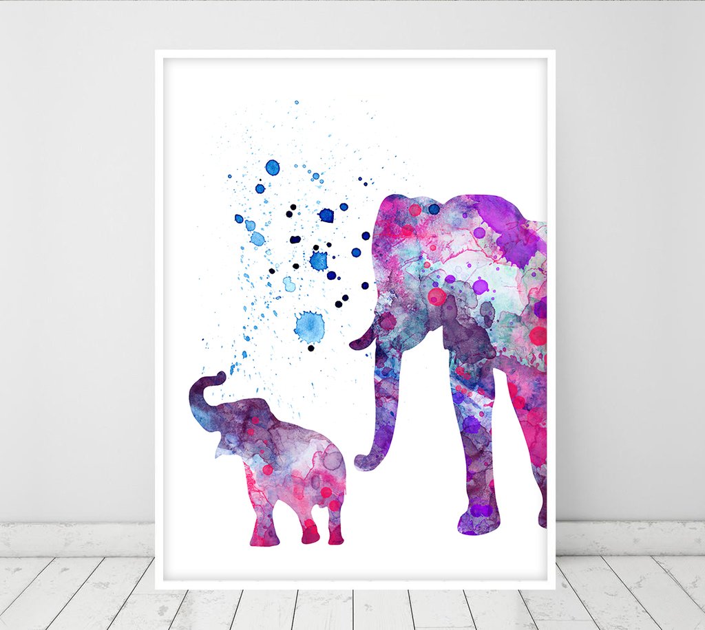 1024x916 Large Nursery Art Elephant Watercolor Print Baby Elephant