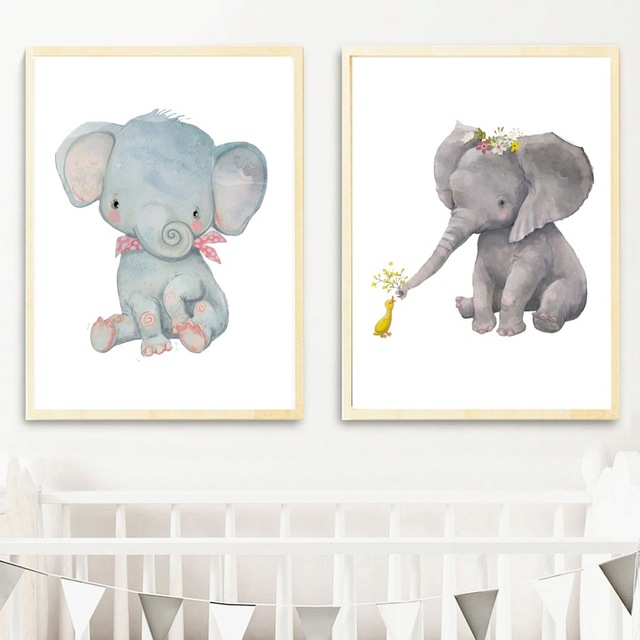640x640 Watercolor Baby Elephant Posters And Prints Wall Art Canvas