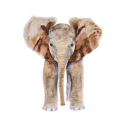 500x500 Baby Elephant Watercolor, Safari Animal Nursery Print