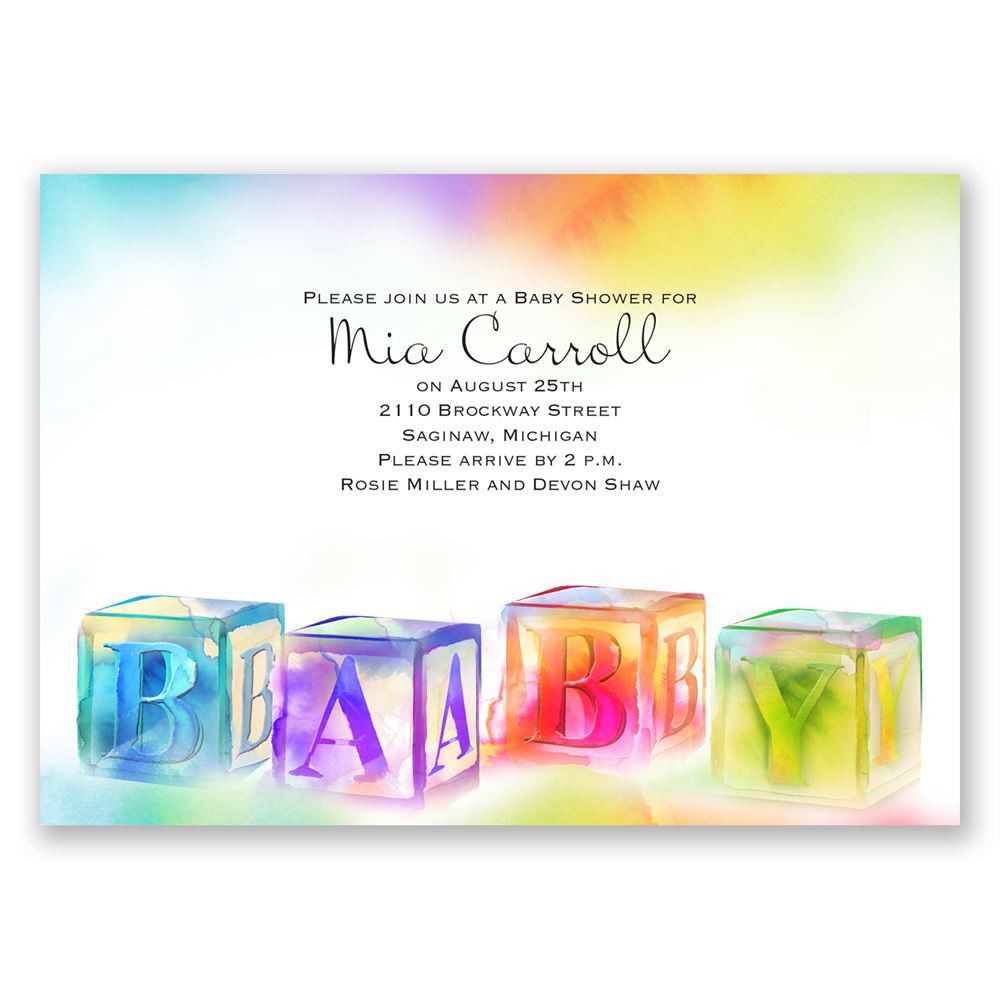 1000x1000 Watercolor Blocks Baby Shower Invitation Invitations By Dawn