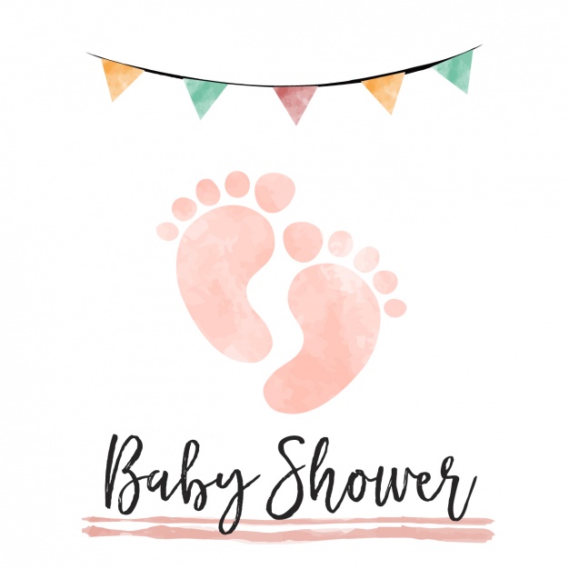 626x626 Watercolor Baby Shower Card With Footprints Vector Free Download